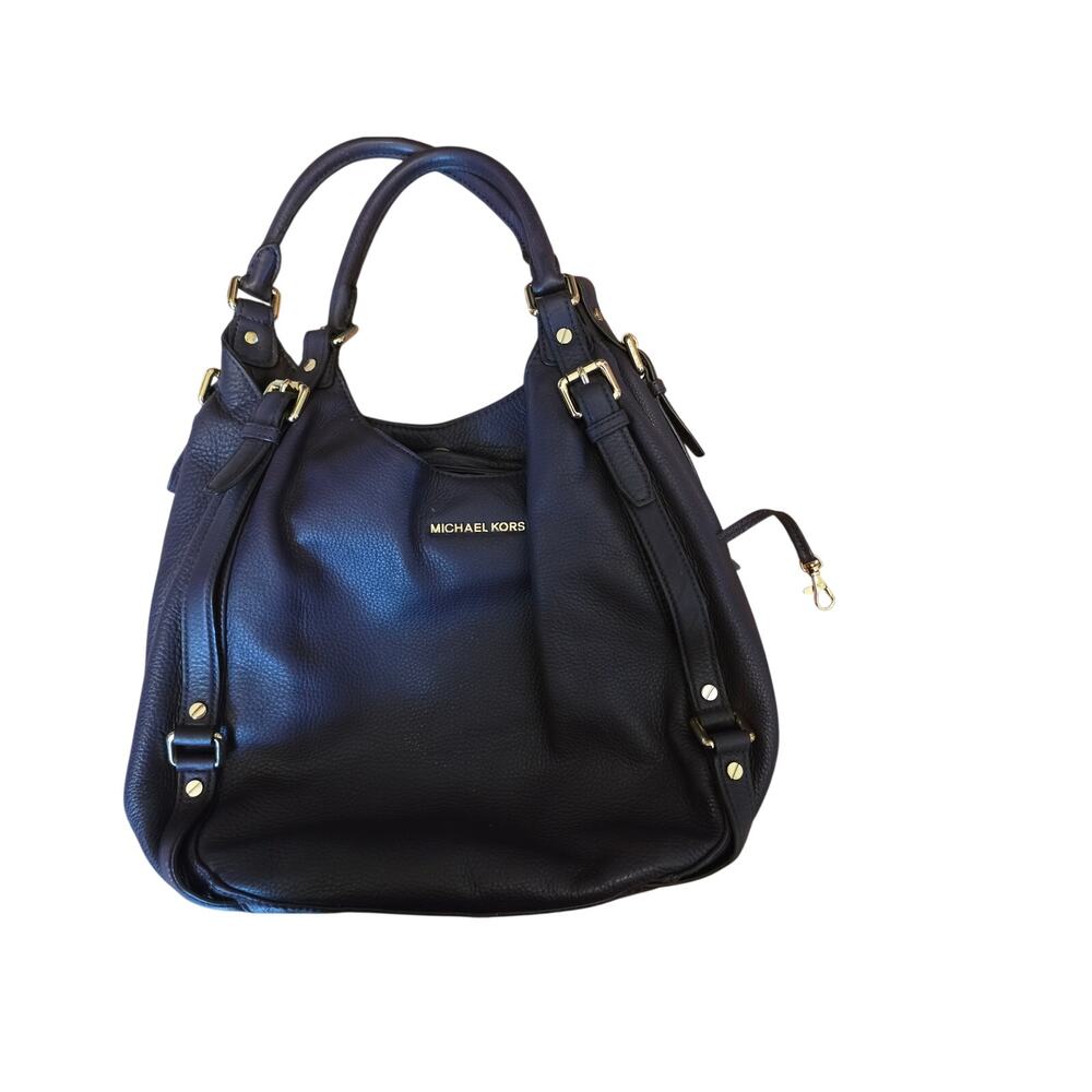Michael Kors Bedford Hobo Bag Purple Pebbled Leather Shoulder Handbag Gold